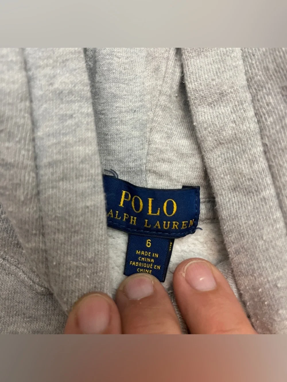 Polo Ralph Lauren Boys Hoodie Sweatshirt Gray Long Sleeve Spellout Youth Size 6